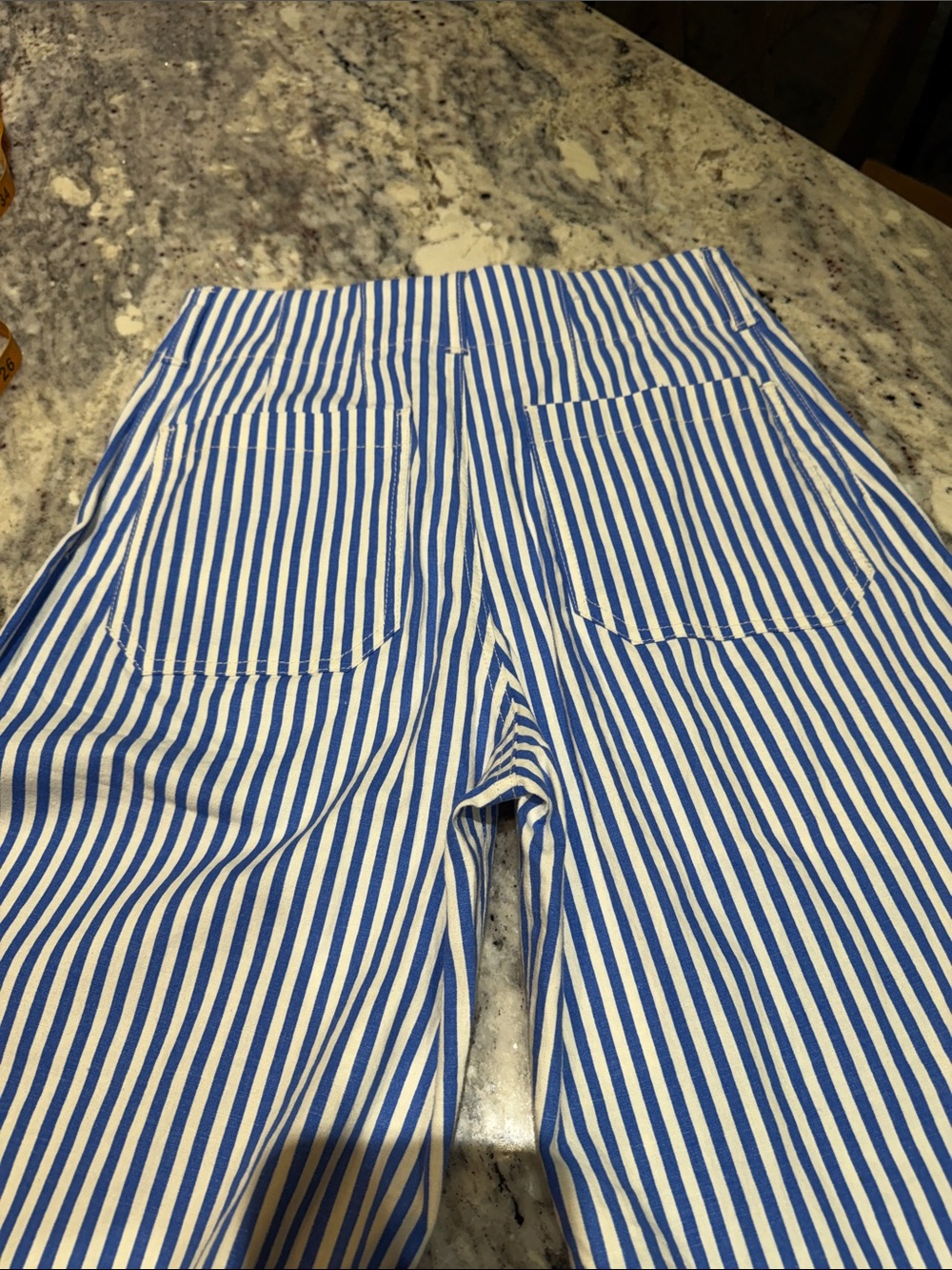 Anthropologie Maeve Colette  Blue and White Striped Cropped Wide-Leg Pants - Picture 6 of 8